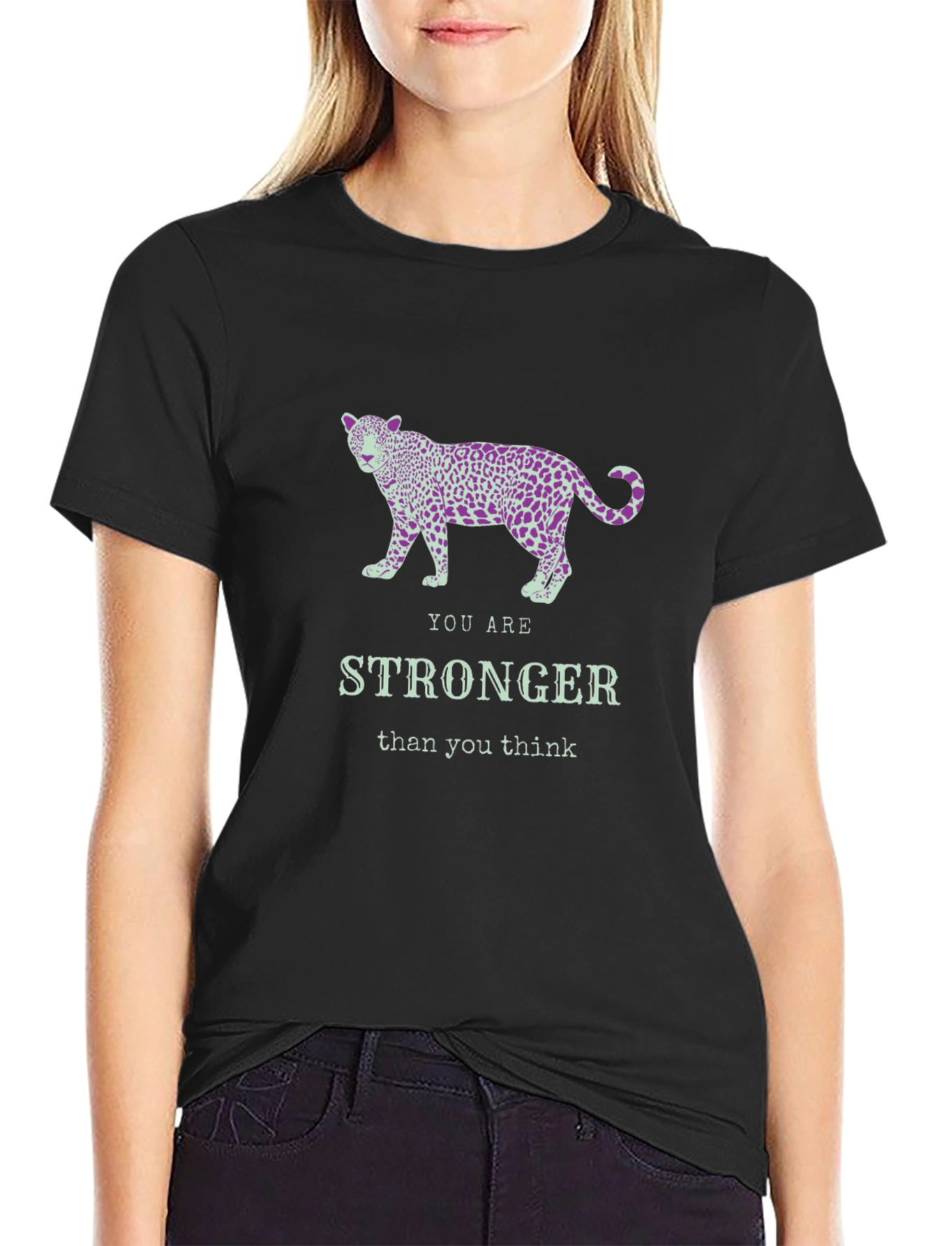 Stronger Than You Think Leopard Print Graphic Tee