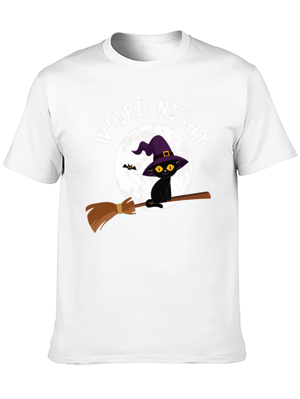 Weird Night Cat on Broom T-Shirt