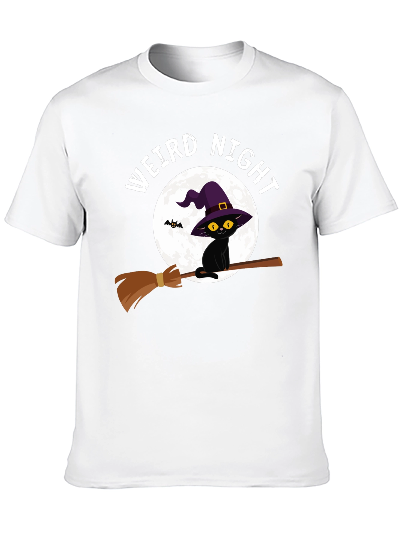 Weird Night Cat on Broom T-Shirt