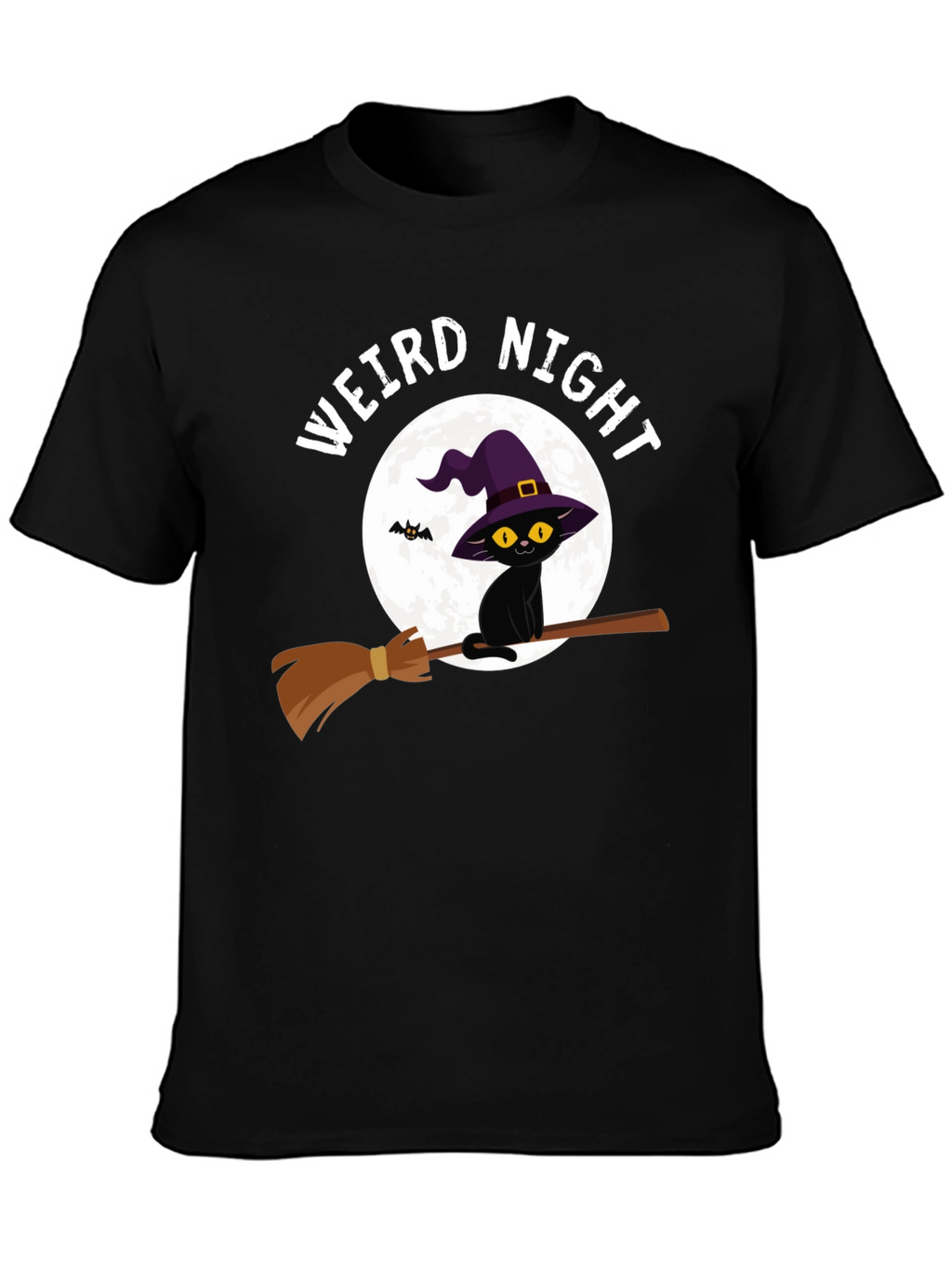 Weird Night Cat on Broom T-Shirt