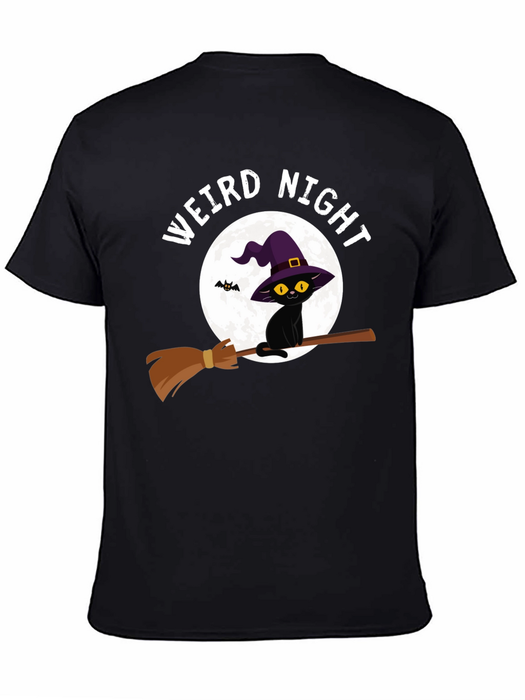 Weird Night Cat on Broom T-Shirt