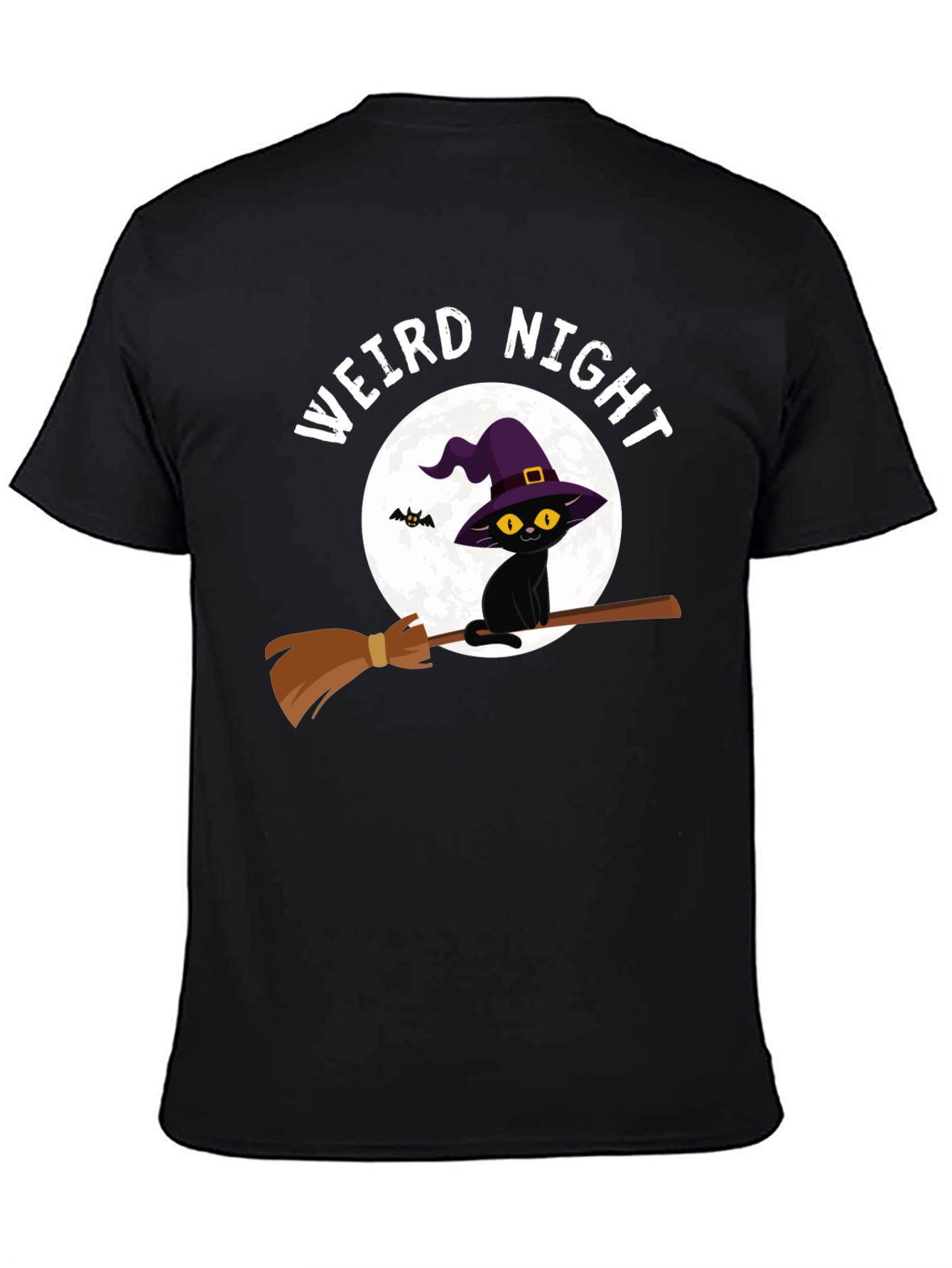 Weird Night Cat on Broom T-Shirt