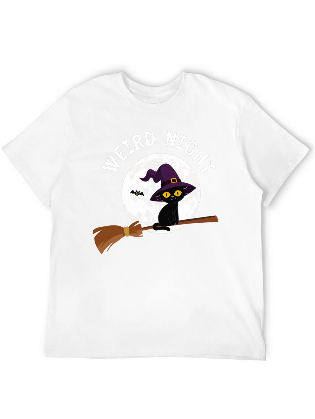 Weird Night Cat on Broom T-Shirt