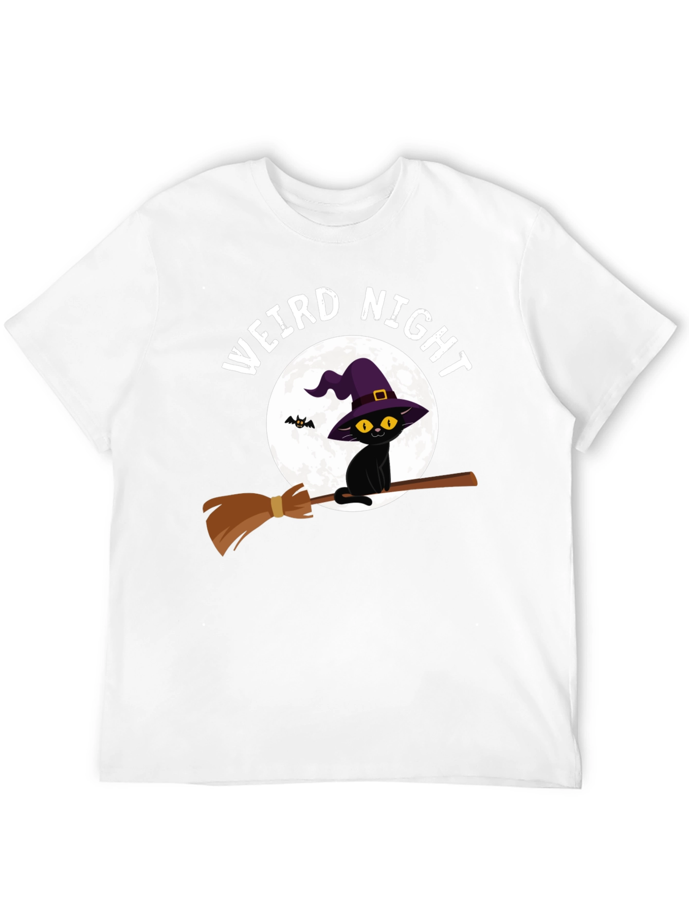 Weird Night Cat on Broom T-Shirt