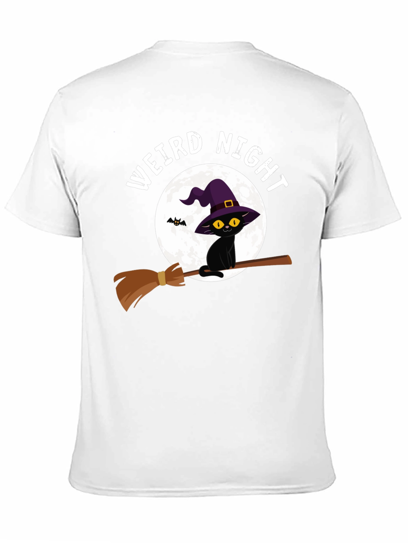 Weird Night Cat on Broom T-Shirt