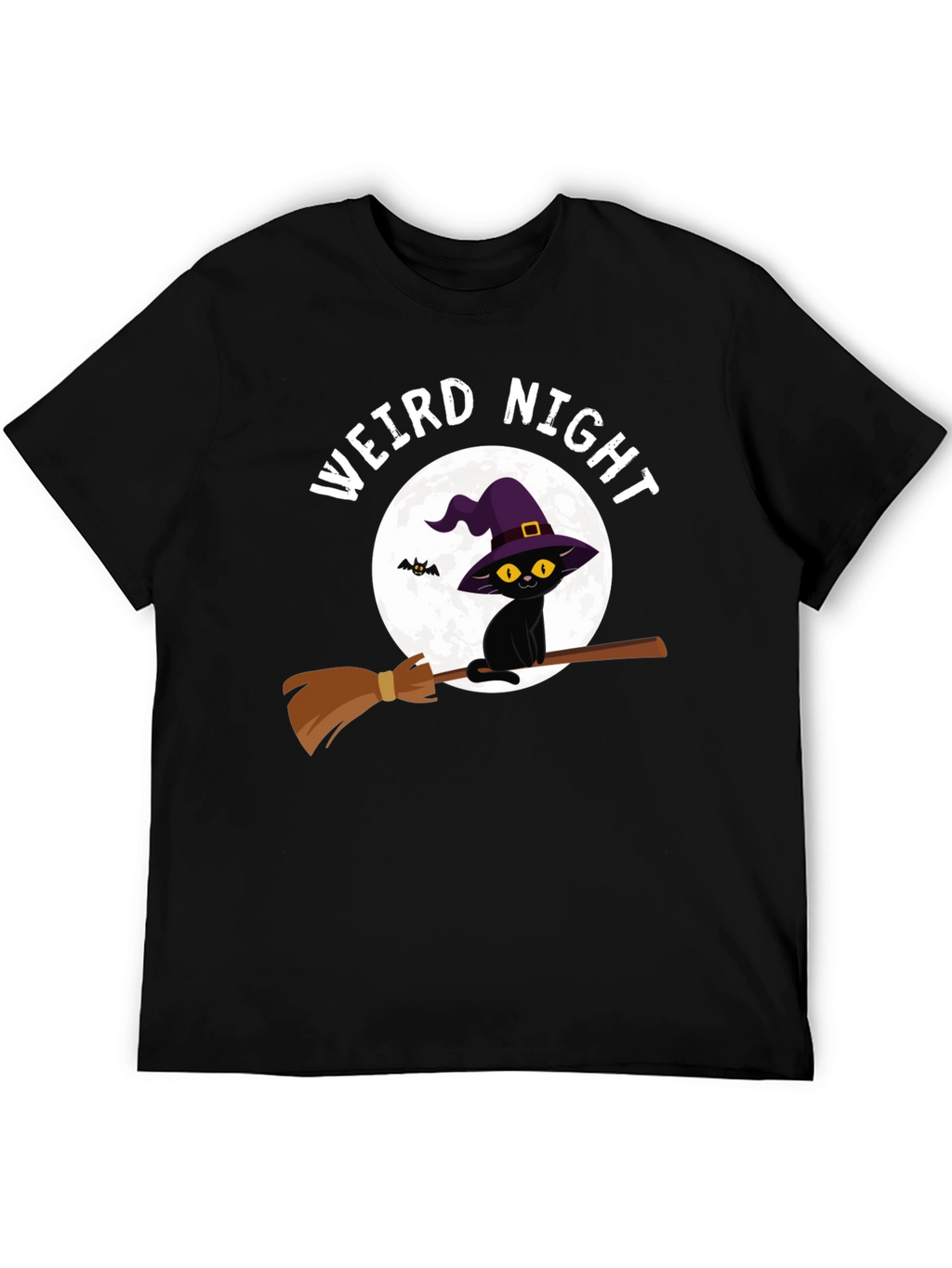 Weird Night Cat on Broom T-Shirt