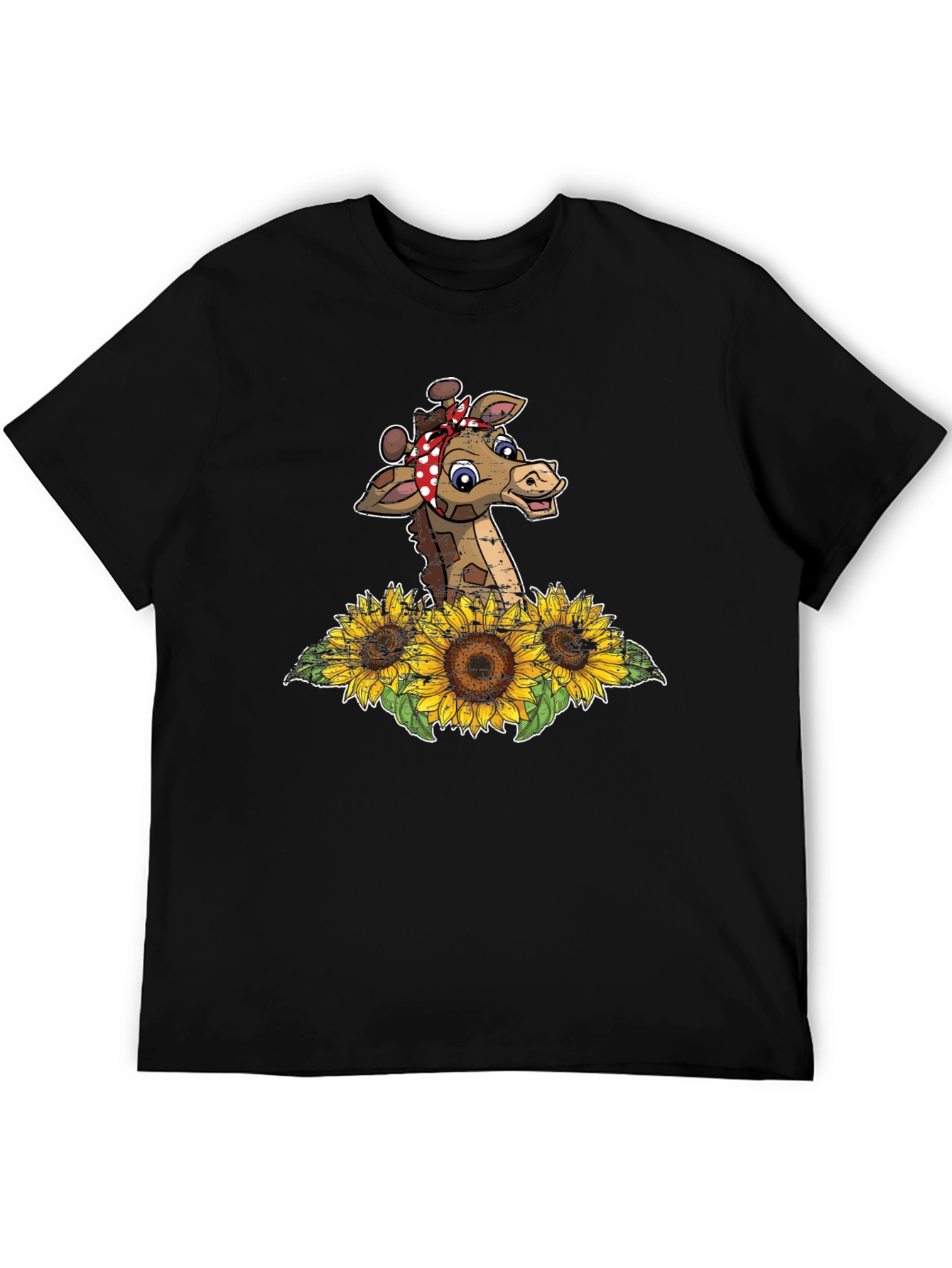 Giraffe Sunflower Graphic Print Tee