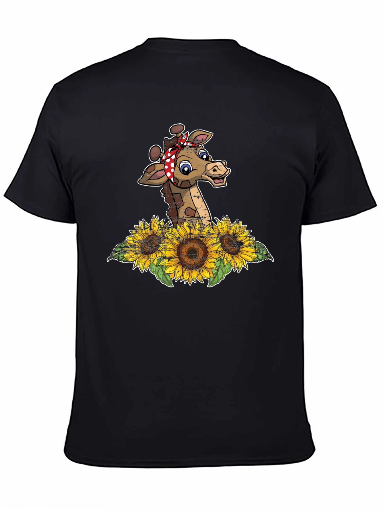 Giraffe Sunflower Graphic Print Tee