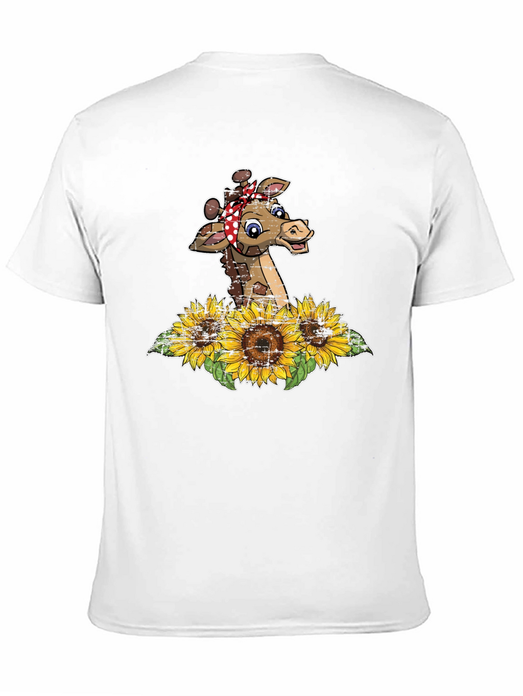 Giraffe Sunflower Graphic Print Tee
