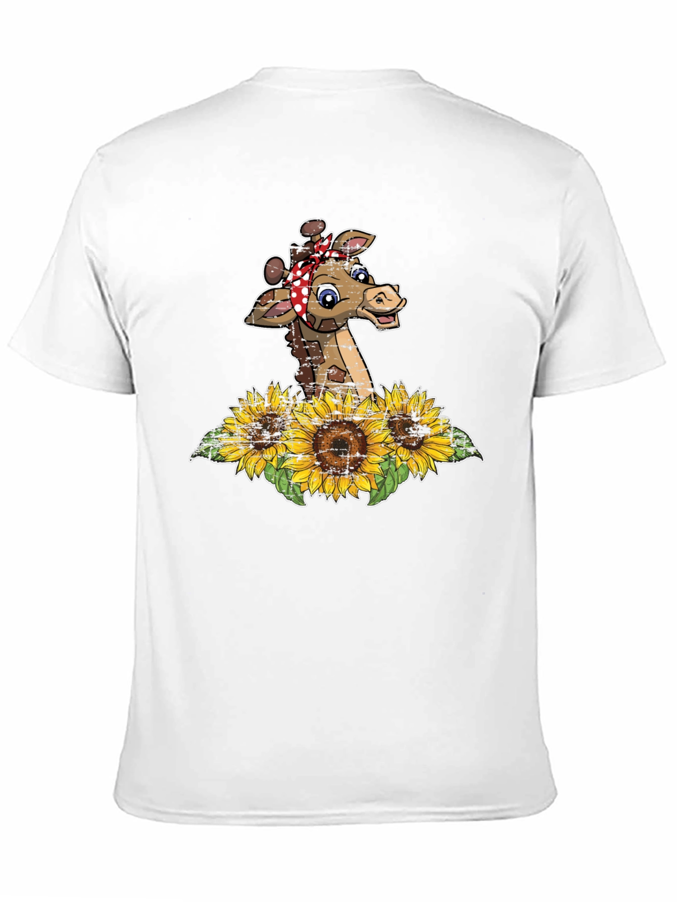 Giraffe Sunflower Graphic Print Tee