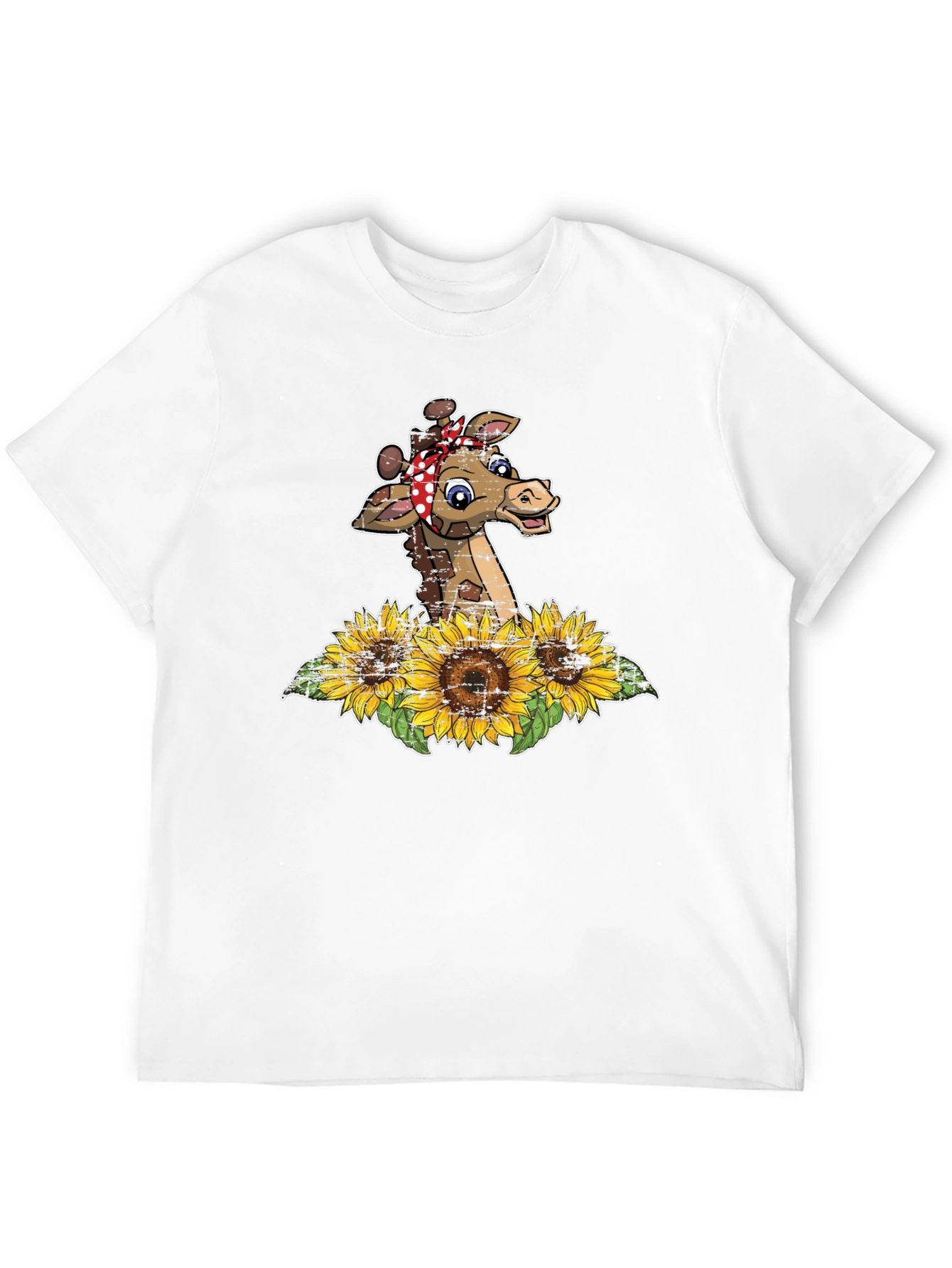 Giraffe Sunflower Graphic Print Tee