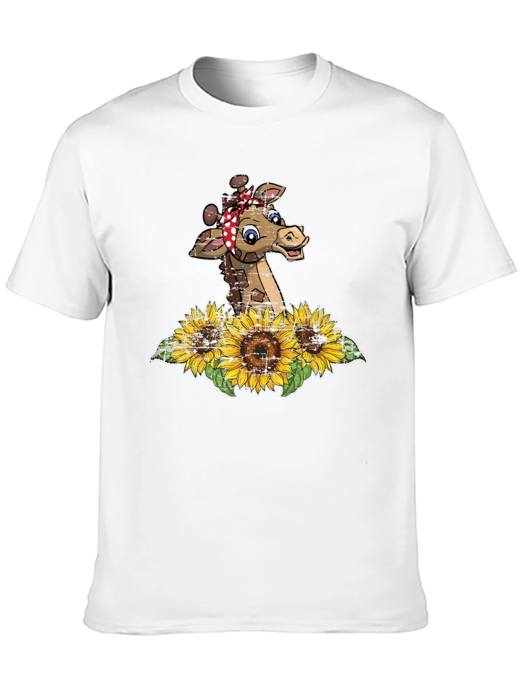 Giraffe Sunflower Graphic Print Tee