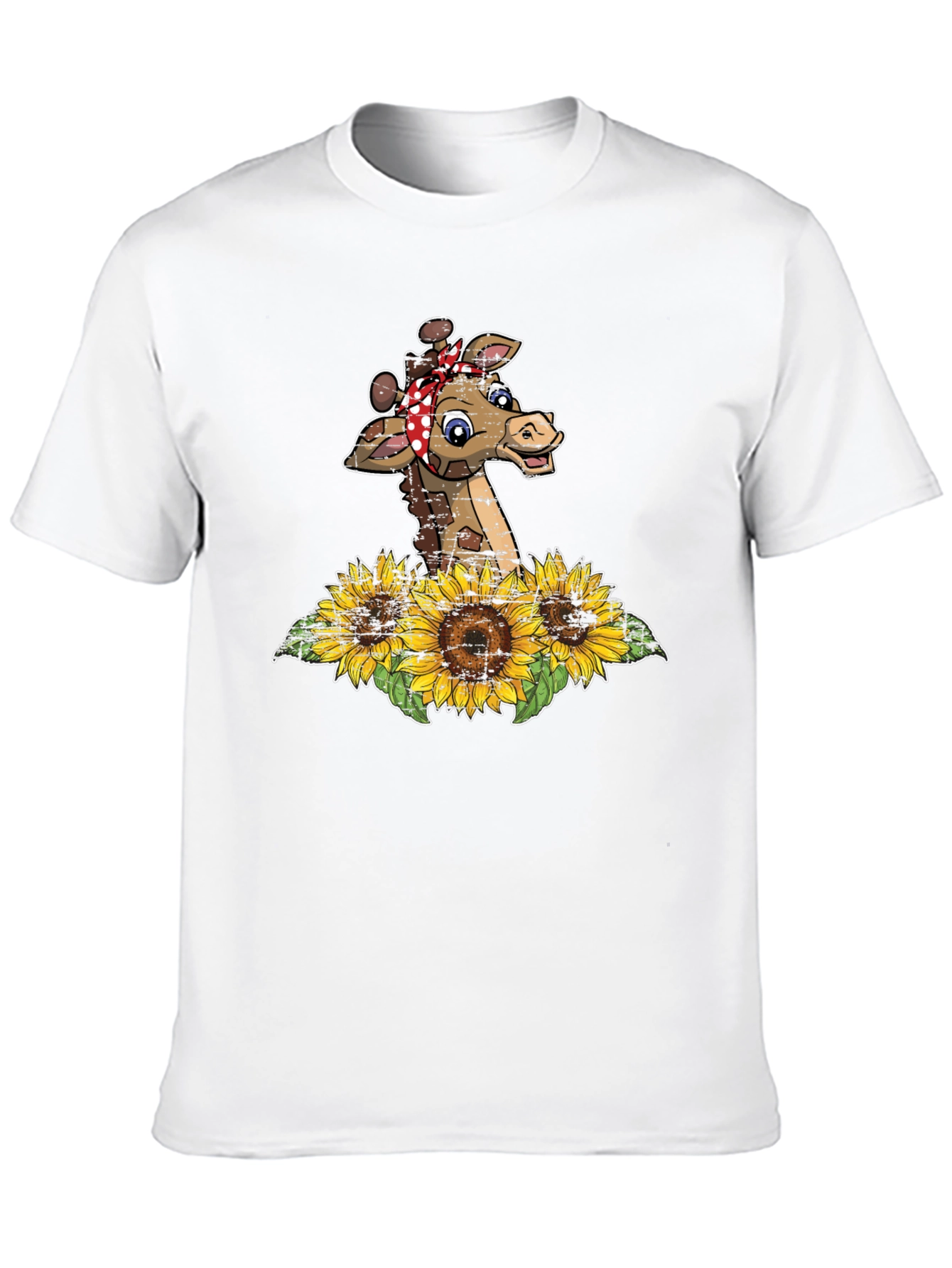 Giraffe Sunflower Graphic Print Tee