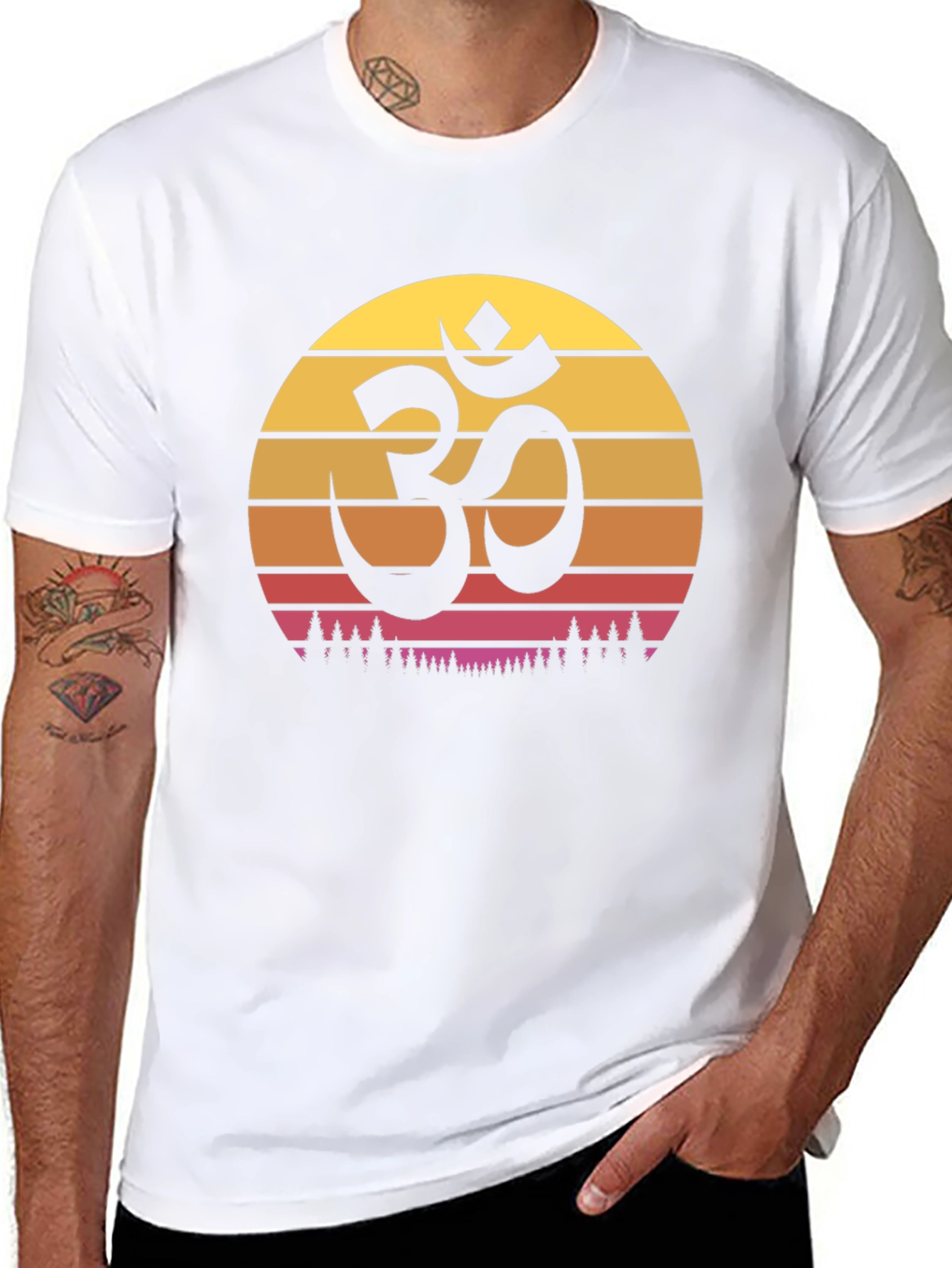 Om Symbol Sunset Graphic Tee - Yoga Meditation T-Shirt
