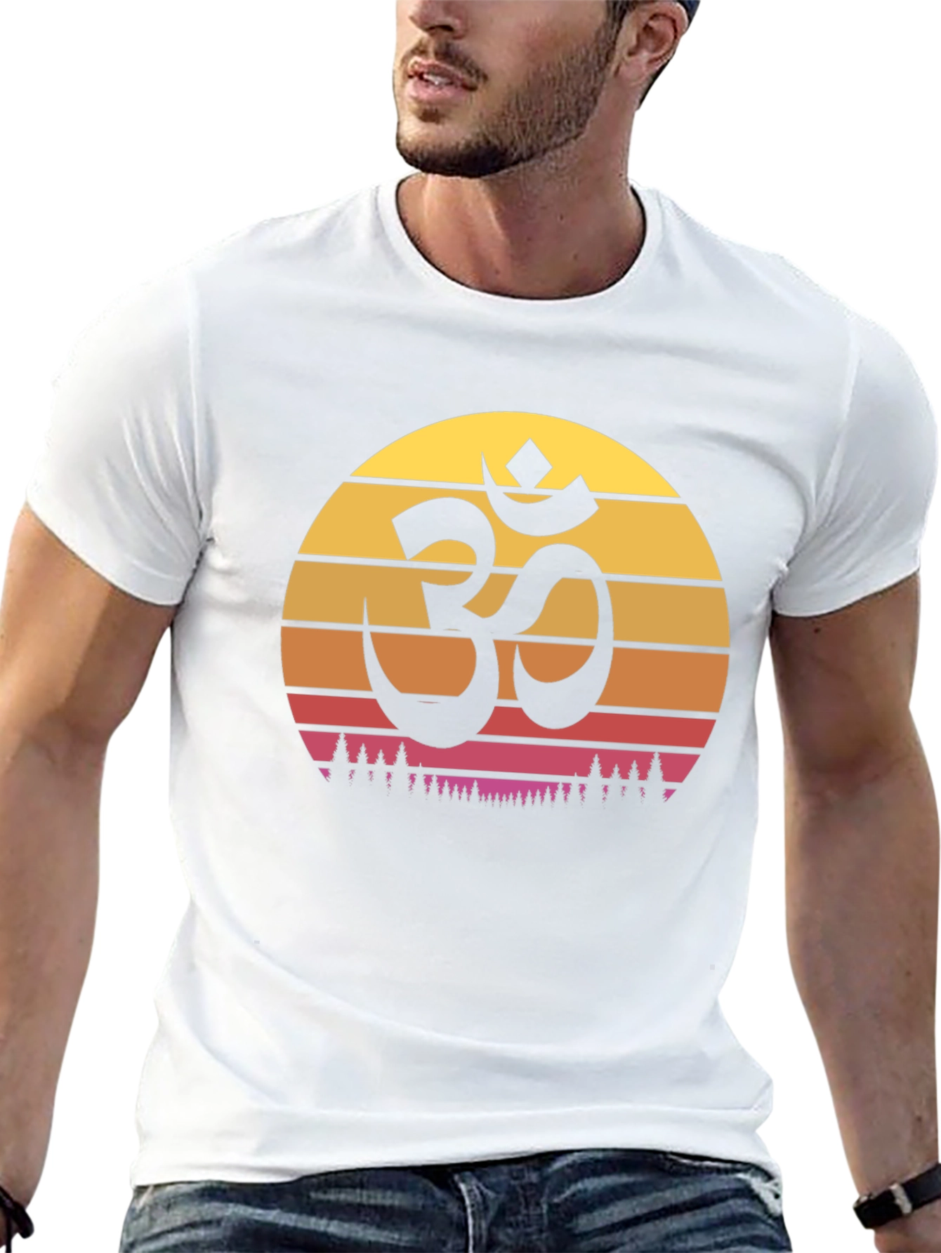 Om Symbol Sunset Graphic Tee - Yoga Meditation T-Shirt