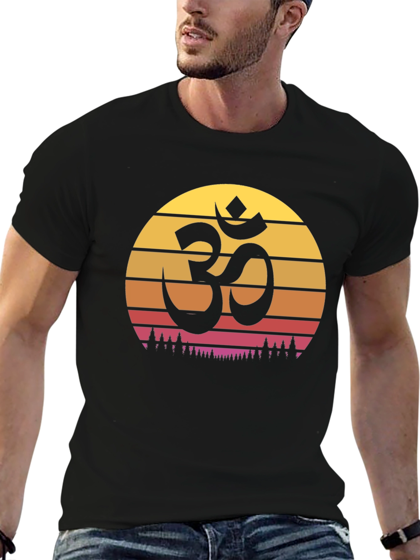 Om Symbol Sunset Graphic Tee - Yoga Meditation T-Shirt