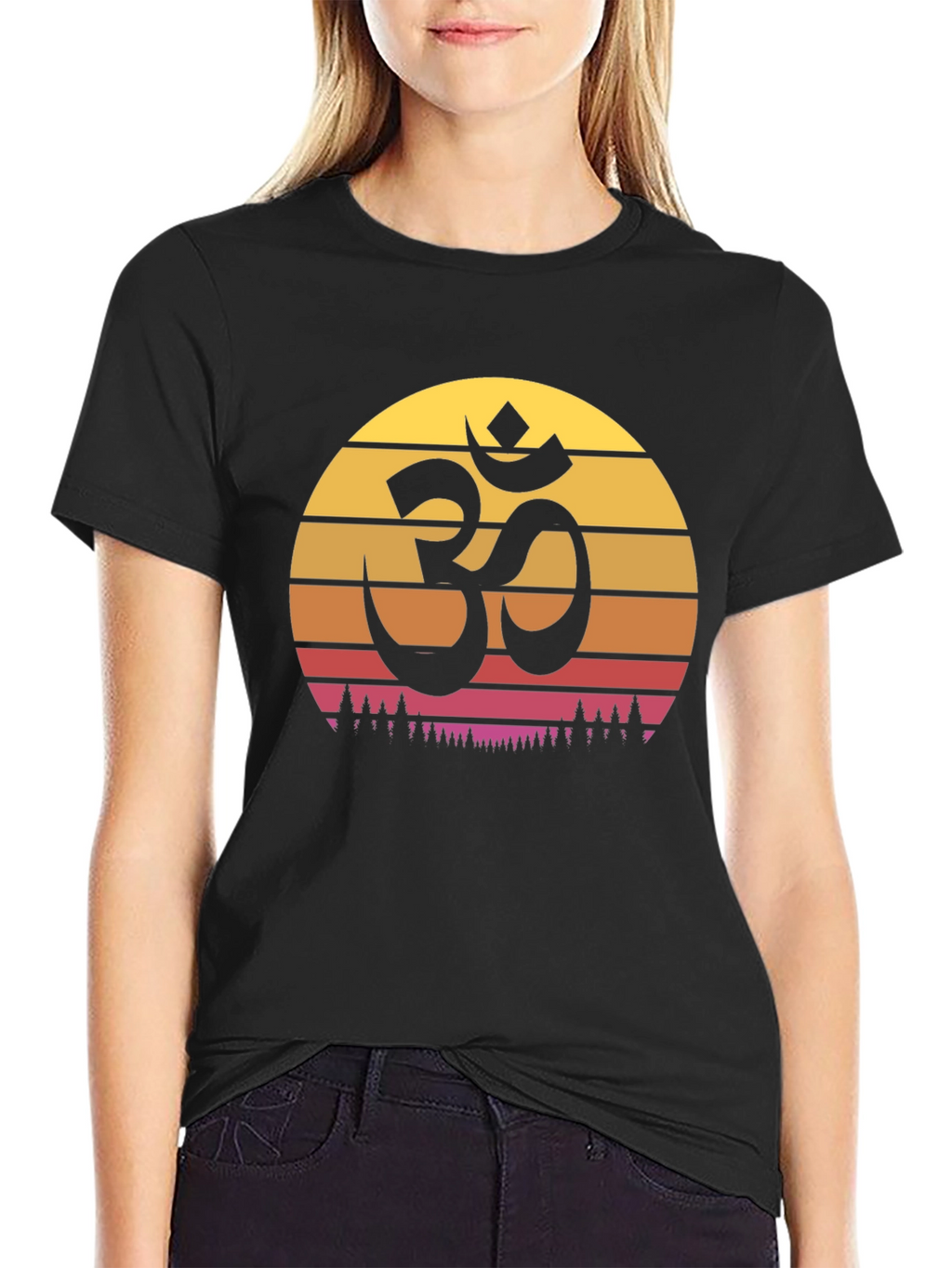 Om Symbol Sunset Graphic Tee - Yoga Meditation T-Shirt