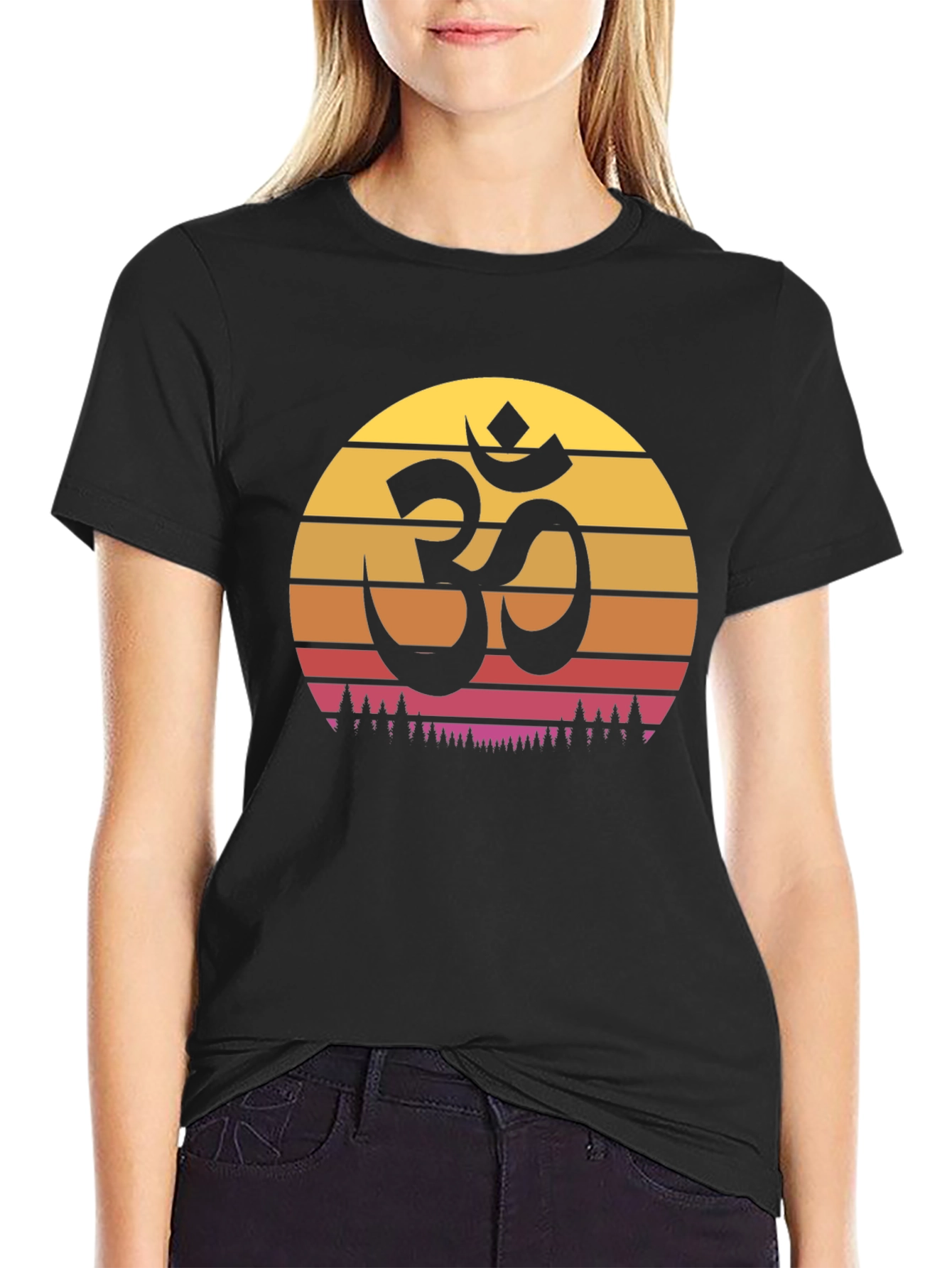 Om Symbol Sunset Graphic Tee - Yoga Meditation T-Shirt