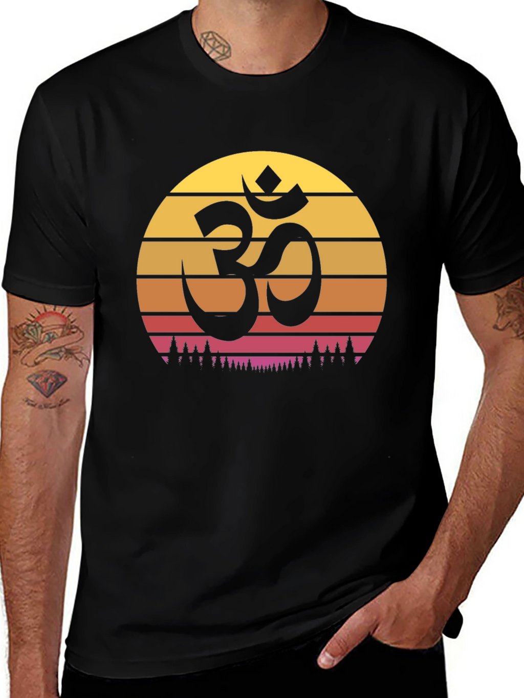 Om Symbol Sunset Graphic Tee - Yoga Meditation T-Shirt
