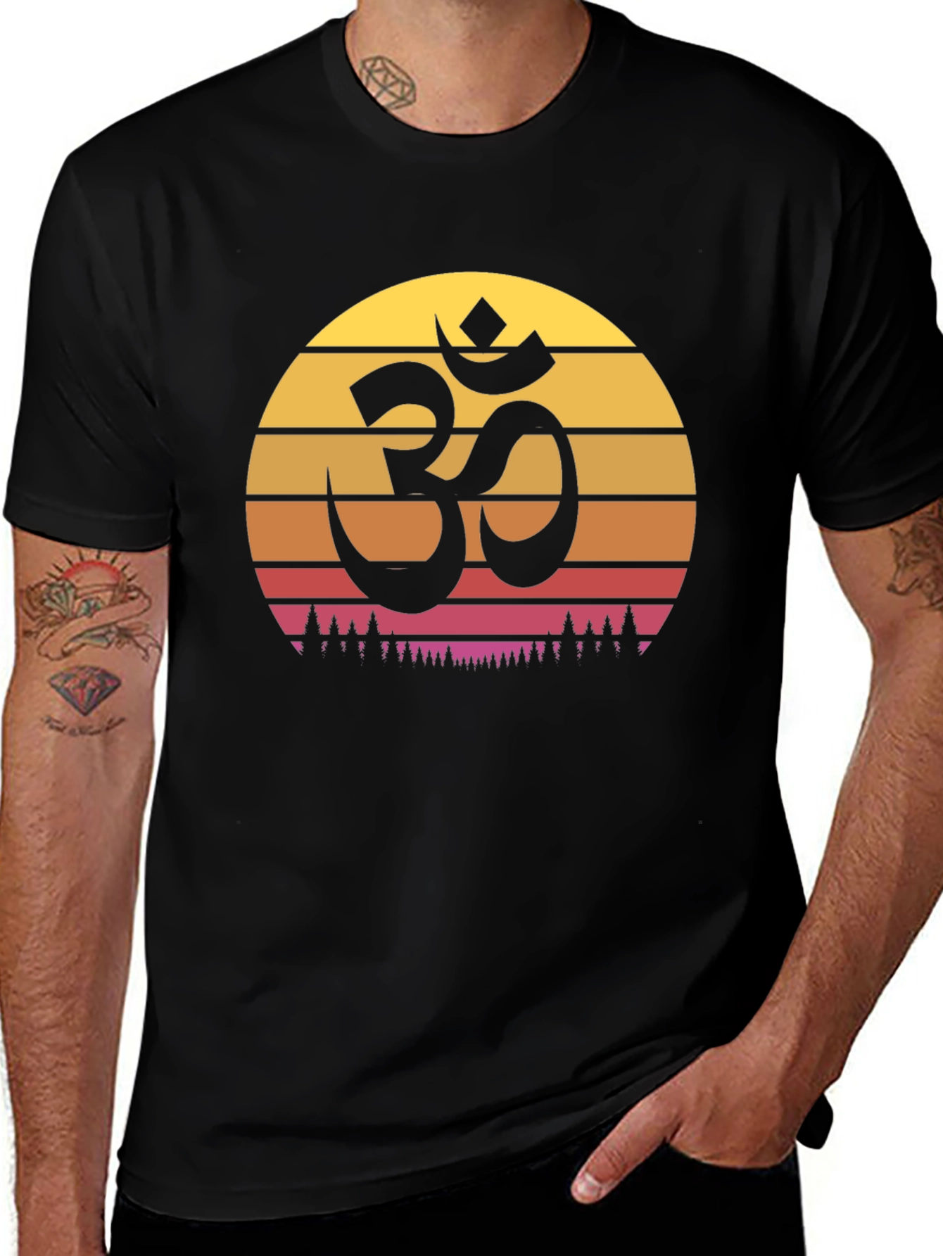Om Symbol Sunset Graphic Tee - Yoga Meditation T-Shirt