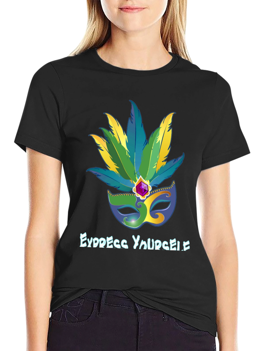 Express Yourself Mardi Gras Mask Tee