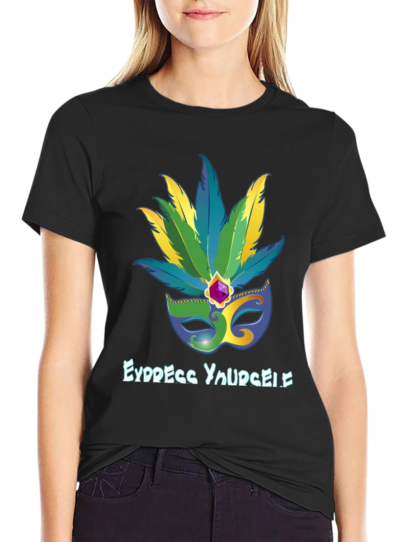 Express Yourself Mardi Gras Mask Tee