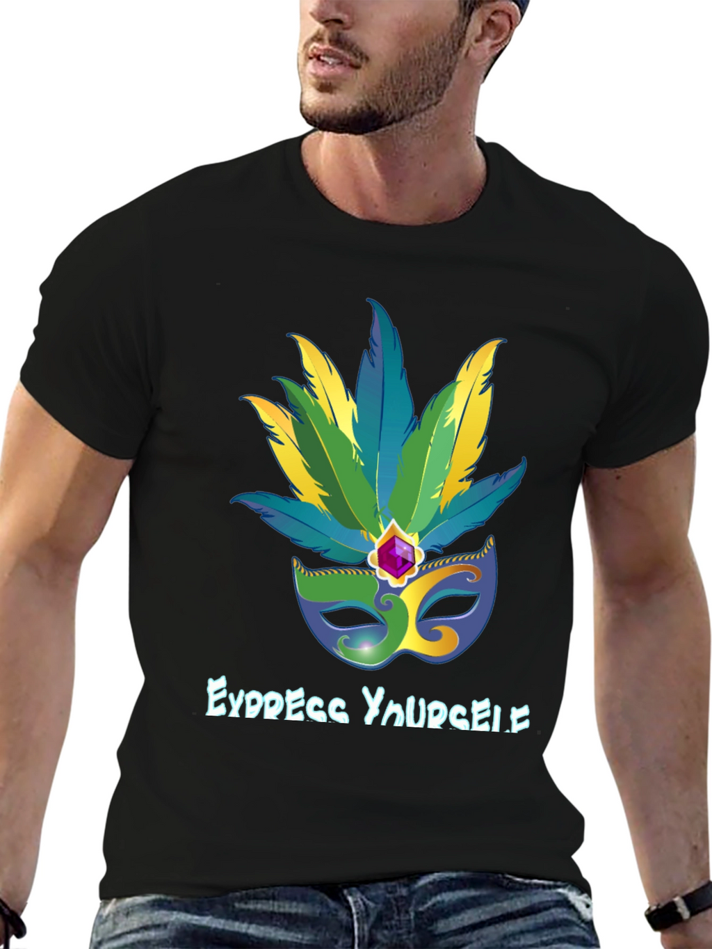 Express Yourself Mardi Gras Mask Tee