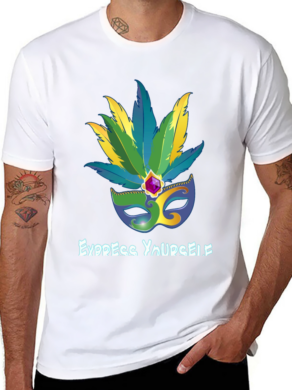 Express Yourself Mardi Gras Mask Tee