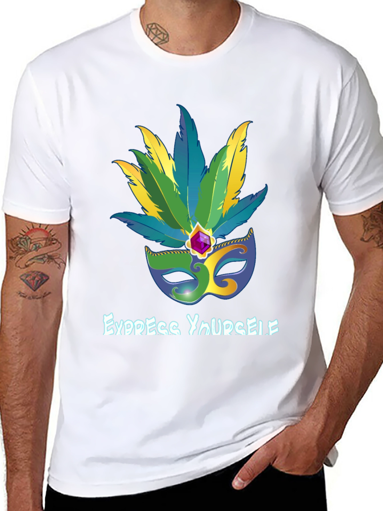 Express Yourself Mardi Gras Mask Tee
