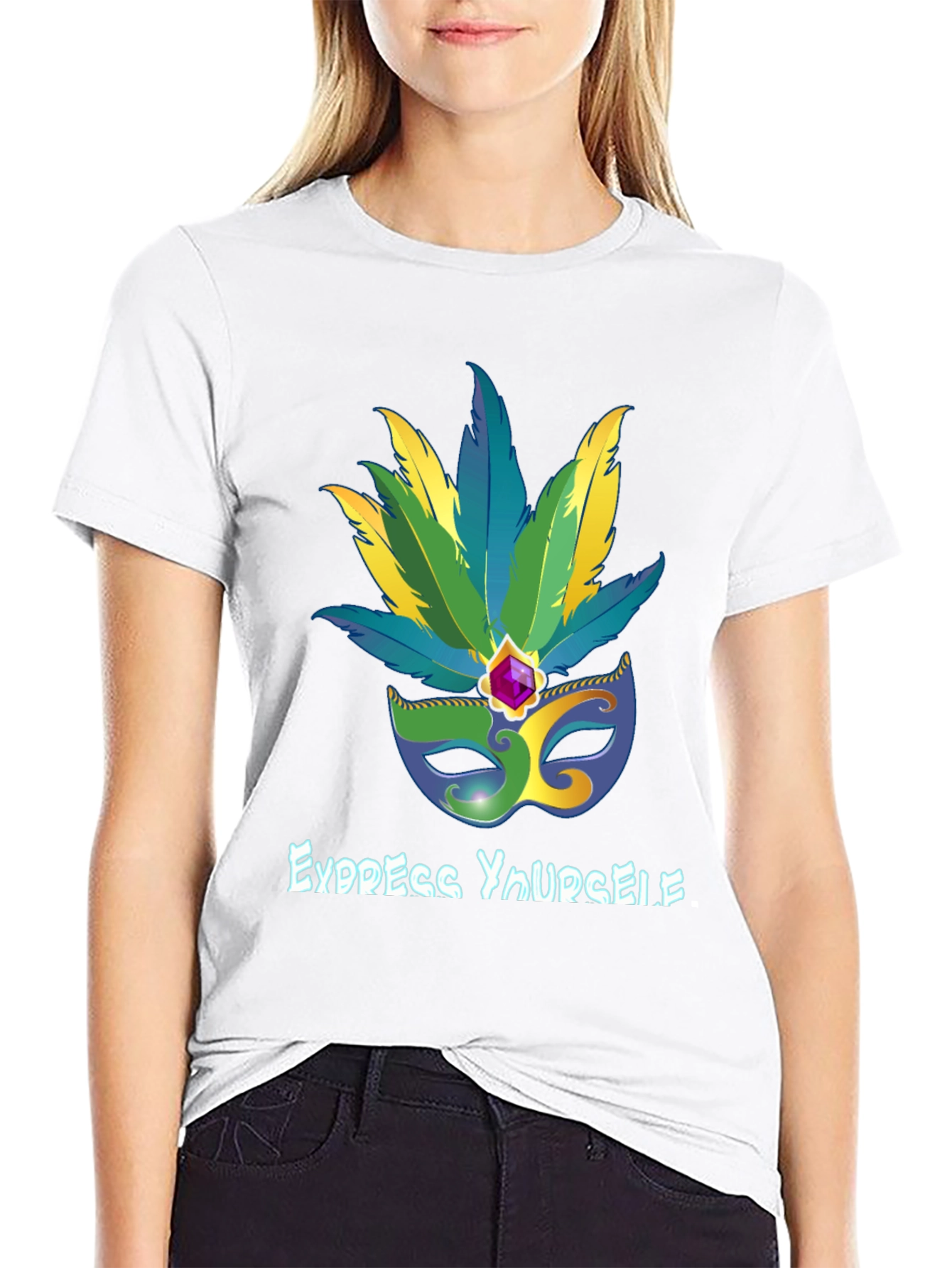 Express Yourself Mardi Gras Mask Tee
