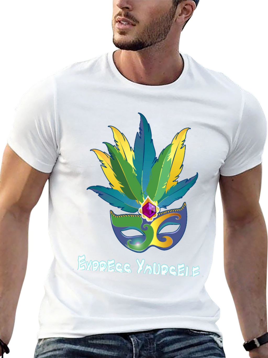 Express Yourself Mardi Gras Mask Tee