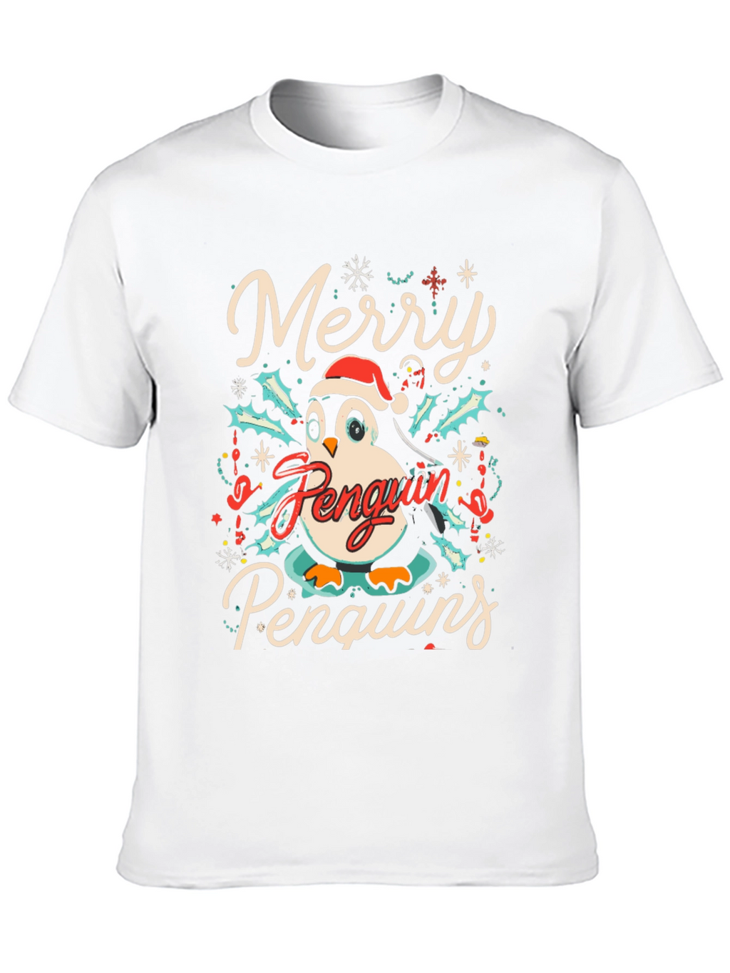 Merry Penguin Christmas Graphic Tee