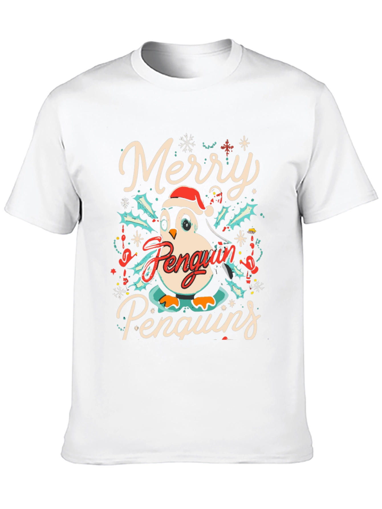 Merry Penguin Christmas Graphic Tee
