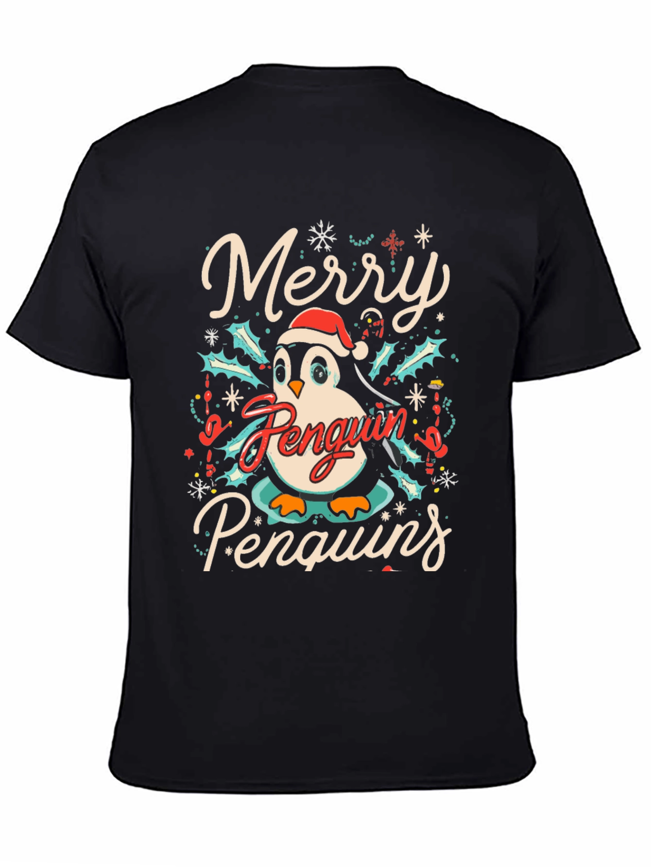 Merry Penguin Christmas Graphic Tee