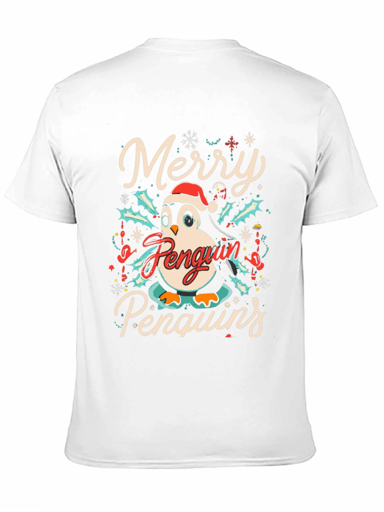 Merry Penguin Christmas Graphic Tee