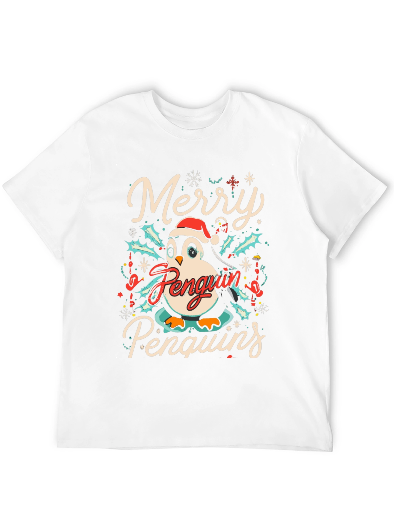 Merry Penguin Christmas Graphic Tee