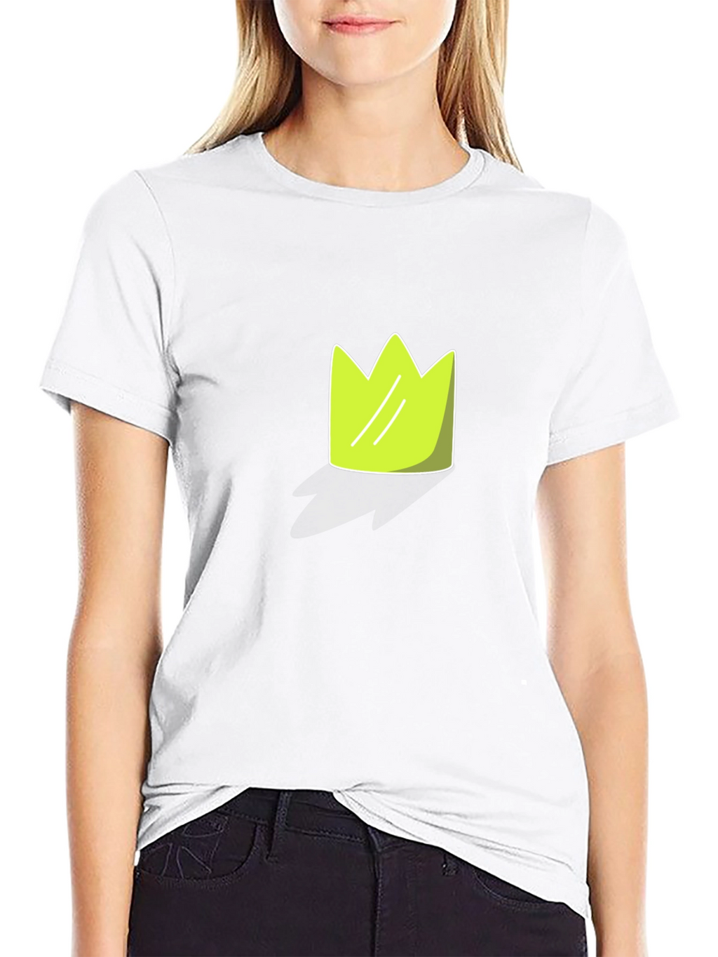 Lime Green Crown Graphic Black T-Shirt