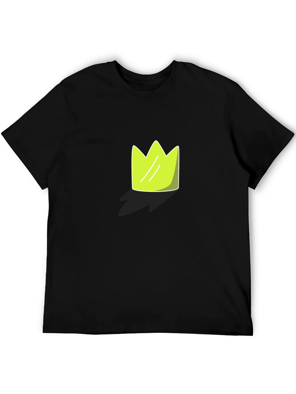 Lime Green Crown Graphic Black T-Shirt