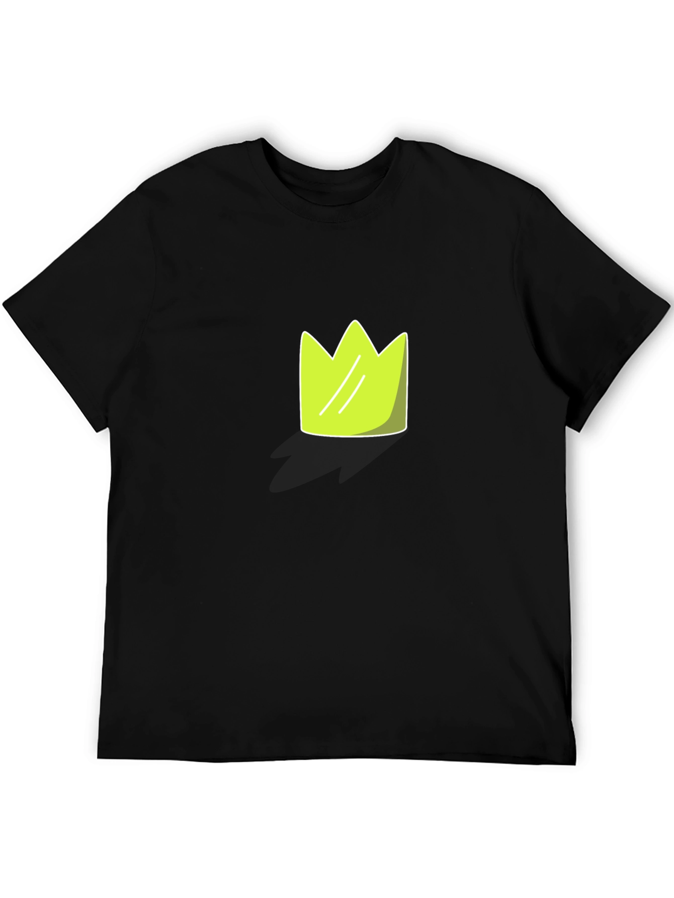 Lime Green Crown Graphic Black T-Shirt