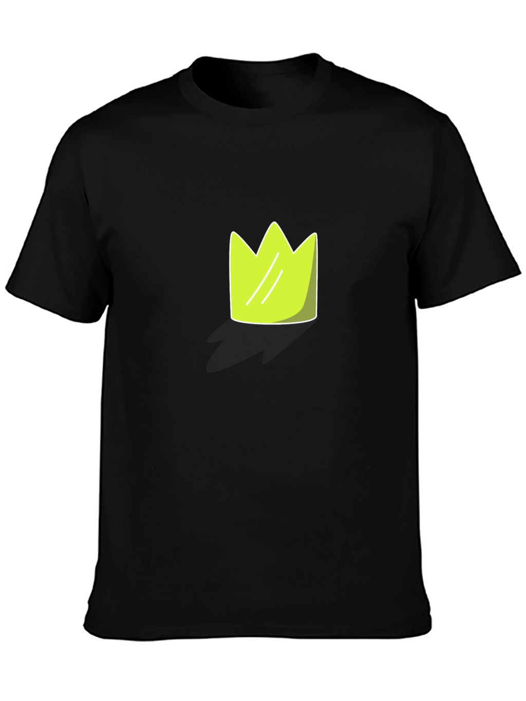 Lime Green Crown Graphic Black T-Shirt