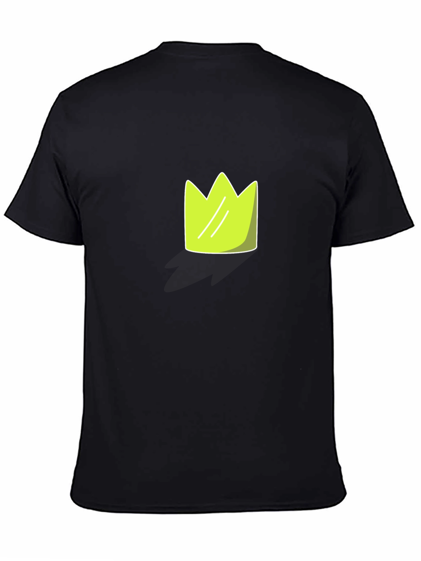 Lime Green Crown Graphic Black T-Shirt