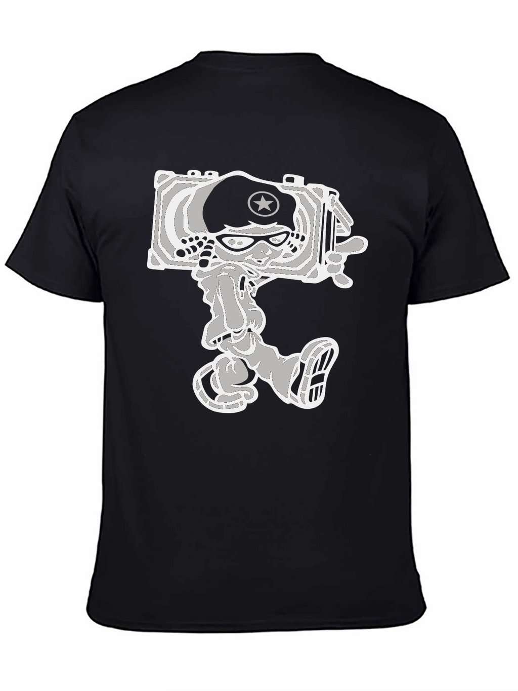 Cartoon Tank Commander Graphic Tee - Black