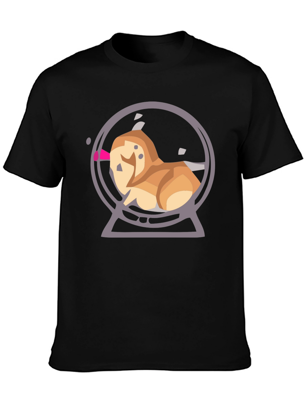 Cartoon Dog Snow Globe Graphic Tee - Black