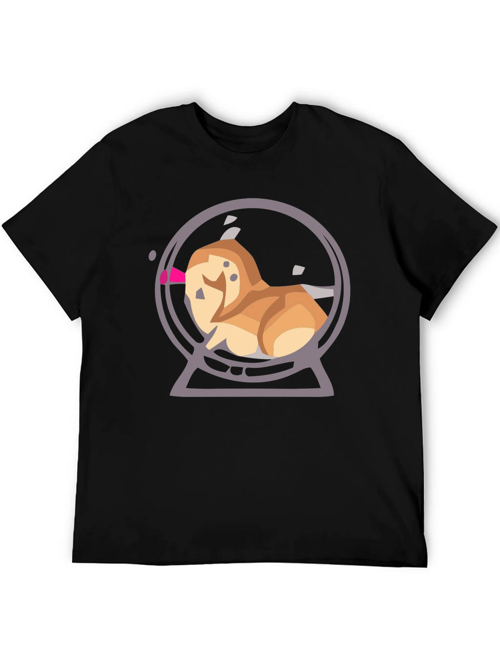 Cartoon Dog Snow Globe Graphic Tee - Black
