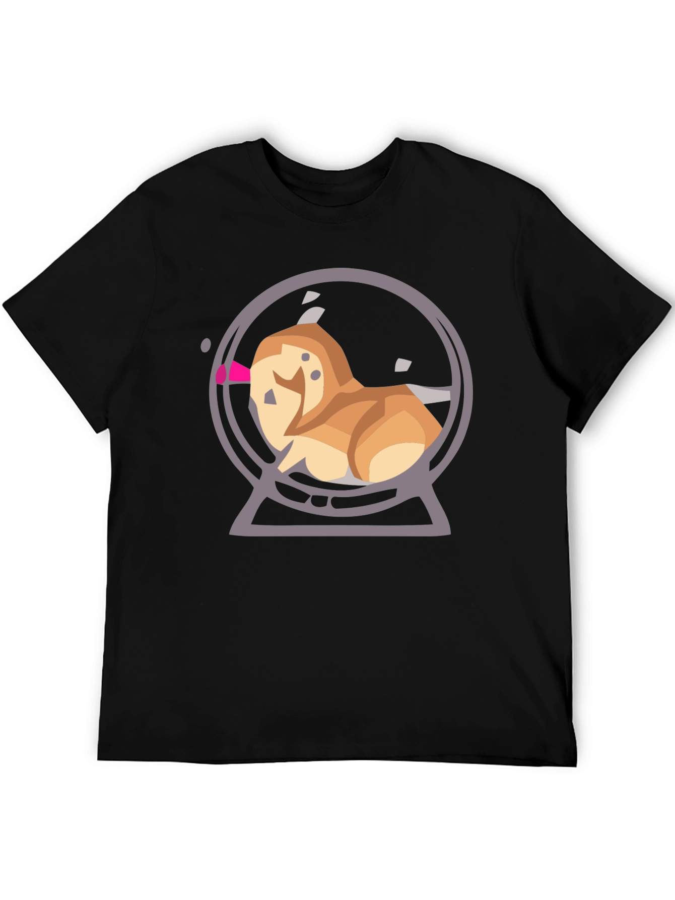 Cartoon Dog Snow Globe Graphic Tee - Black