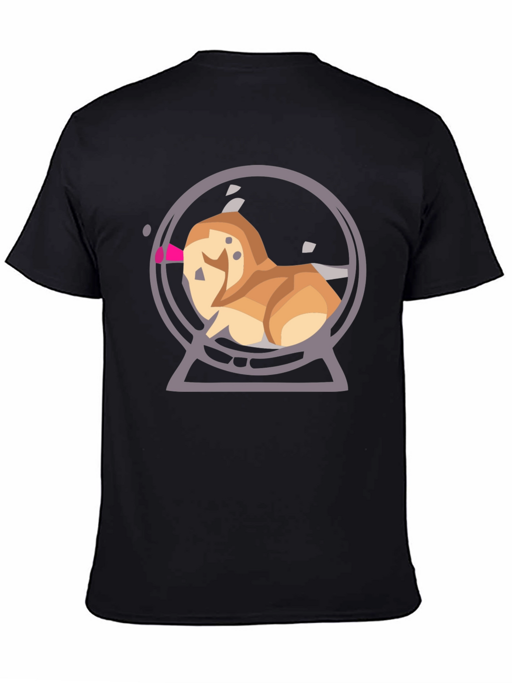 Cartoon Dog Snow Globe Graphic Tee - Black