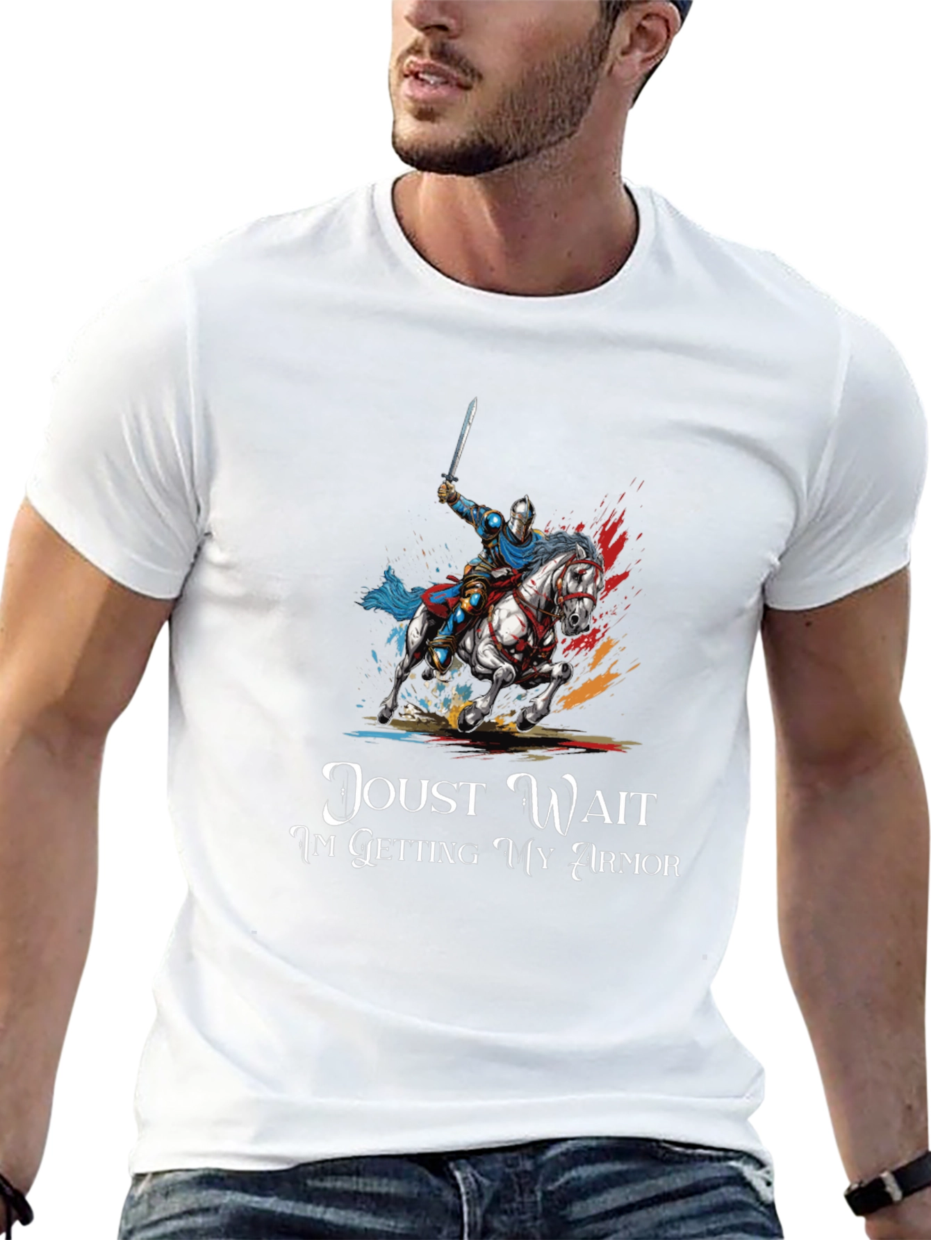 Joust Wait Knight T-Shirt - Medieval Humor Tee