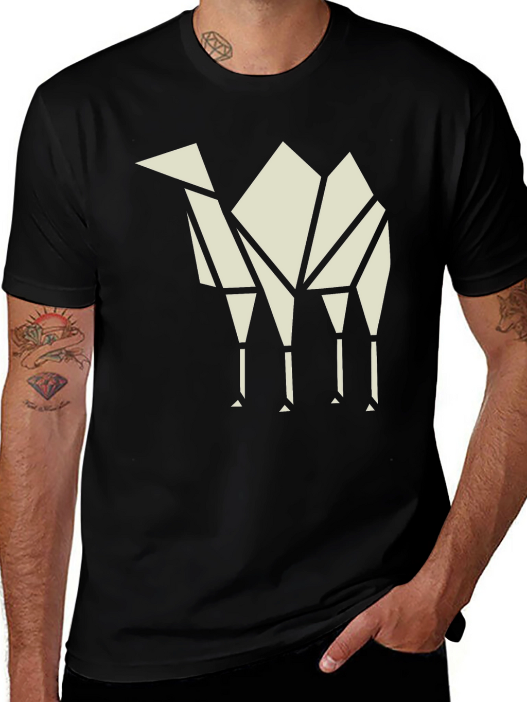 Geometric Camel T-Shirt - Modern Graphic Tee