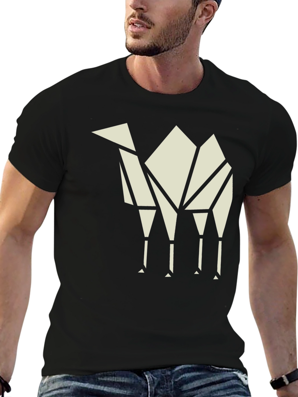 Geometric Camel T-Shirt - Modern Graphic Tee