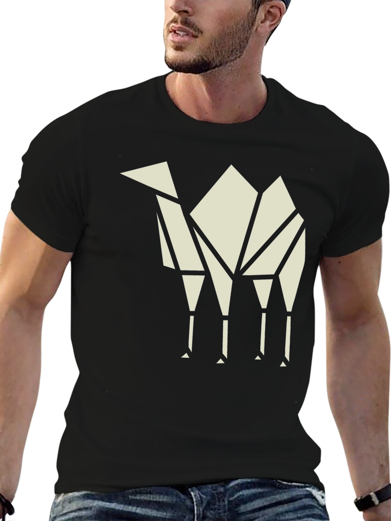 Geometric Camel T-Shirt - Modern Graphic Tee